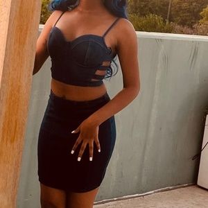 Denim cropped top /skirt set